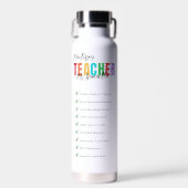 Anpassbare Lehrerin Funny Checklist farbig Trinkflasche (Vorne)