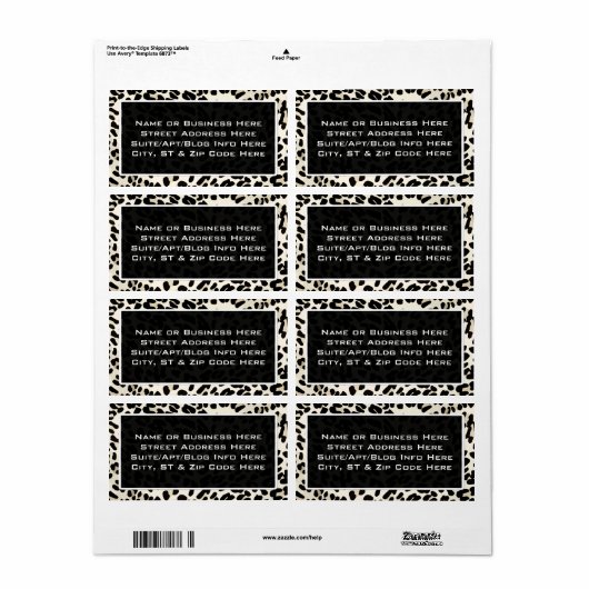 Anpassbare Leopard-Print-Rücksendeadressen-Aufkleb (Vorne)