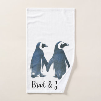 Anpassbare LGBTQ-Gay-Pinguine in Liebe Handtuch