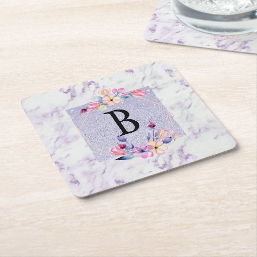 Anpassbare Lila Chic Monogram kann kühler werden Rechteckiger Pappuntersetzer (angewinkelt)