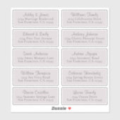 Anpassbare Lila Hochzeitgastadressen Aufkleber (Blatt)