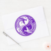 Anpassbare Lila Yin Yang Dragons Runder Aufkleber (Umschlag)