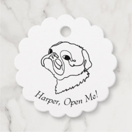 Anpassbare Line Art Zeichnend Illustration Mops Geschenkanhänger