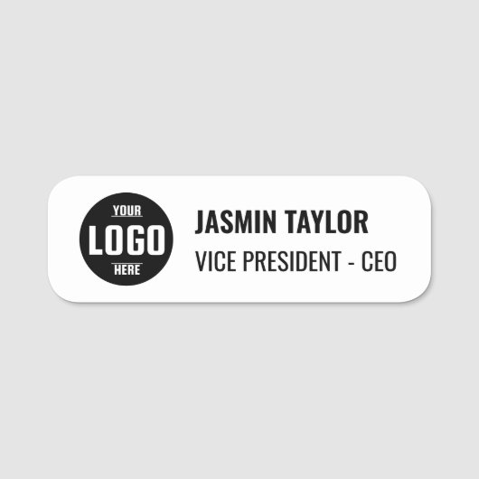 Anpassbare Logos und Jobtitel | Modernes Minimalis Namensschild (Vorderseite)