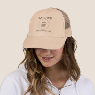 Anpassbare Logos und Texte Frauen Khaki Baseball Truckerkappe