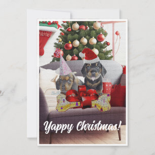 Anpassbare lustige Dackel Dog Yappy Xmas Card Ankündigung