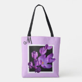 Anpassbare M-Bezeichnung Monogramm lila Blumenbüge Tasche (Rückseite)