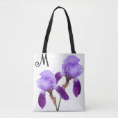 Anpassbare M Monogramm hübsche lila Irisblüte Tasche (Vorderseite)