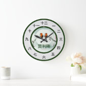 Anpassbare Mandarin Time Piece Große Wanduhr (Zuhause)