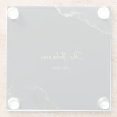 Anpassbare Marmormuster, Blauer Akzent Untersetzer (Rückseite)