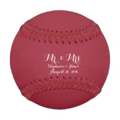 Anpassbare Maroon Couple Mr. und Mrs. Wedding Baseball (Vorderseite)
