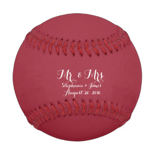 Anpassbare Maroon Couple Mr. und Mrs. Wedding Baseball