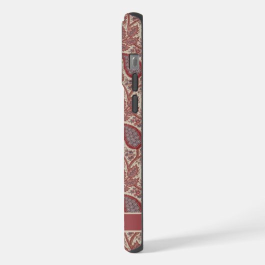 Anpassbare Maroon Red Gray Beige Pink Paisley iPhone Hülle (Linke Seite)