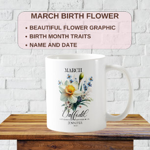 Anpassbare März-Geburtsblume Narzisse Kaffeetasse