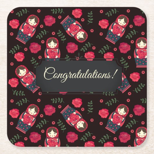 Anpassbare Matreshka Rechteckiger Pappuntersetzer (Vorderseite)