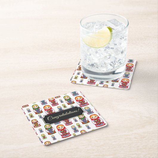 Anpassbare Matreshka Rechteckiger Pappuntersetzer (Vor Ort)