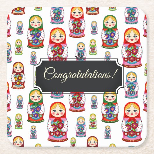 Anpassbare Matreshka Rechteckiger Pappuntersetzer (Vorderseite)