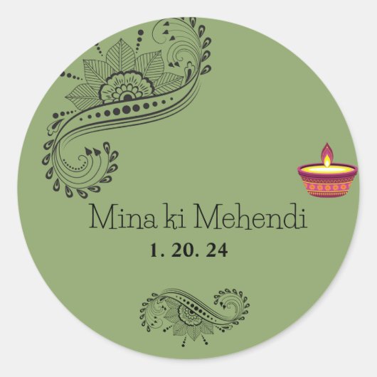 Anpassbare Mehendi-Aufkleber Runder Aufkleber (Vorderseite)