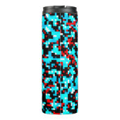 Anpassbare, mehrfarbige rote schwarze Pixel Thermosbecher (Rückseite)