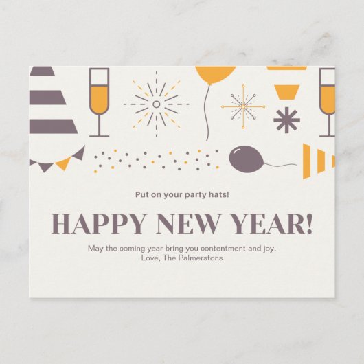 Anpassbare Message-Happy New Year Design Postkarte (Vorderseite)
