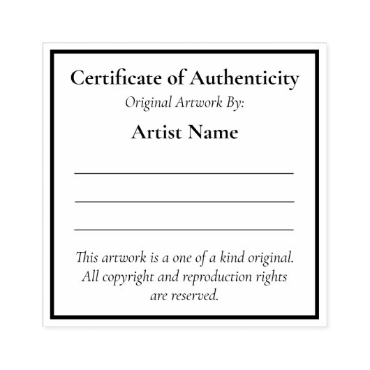 Anpassbare Mini-Echtheitsbescheinigung Gummistempel (Prägung)