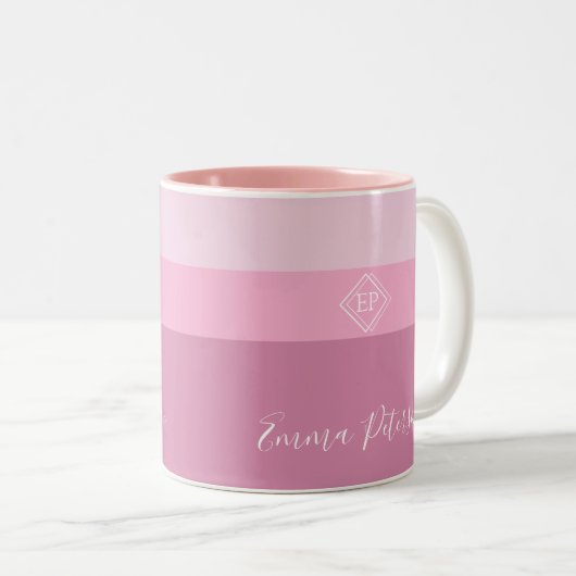 Anpassbare Minimalistische Monogramm Zweifarbige Tasse (VorderseiteRechts)