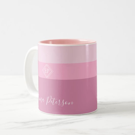 Anpassbare Minimalistische Monogramm Zweifarbige Tasse (Vorderseite Links)