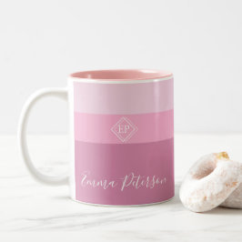 Anpassbare Minimalistische Monogramm Zweifarbige Tasse