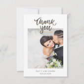 Anpassbare Minimalistische Script Heart Wedding Fo Dankeskarte (Vorderseite)