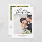 Anpassbare Minimalistische Script Heart Wedding Fo Dankeskarte (Vorne/Hinten)