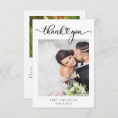 Anpassbare Minimalistische Script Heart Wedding Fo Dankeskarte (Vorne/Hinten)