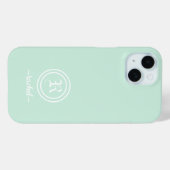 Anpassbare mintgrüne Monogramm-Handyhülle Case-Mate iPhone Hülle (Rückseite (Horizontal))