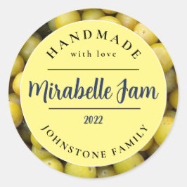 Anpassbare Mirabelle-Jam-Aufkleber Runder Aufkleber