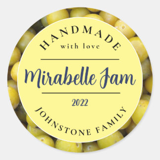Anpassbare Mirabelle-Jam-Aufkleber Runder Aufkleber