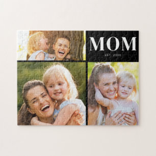 Anpassbare Mom Established 3 Foto Schwarz Puzzle