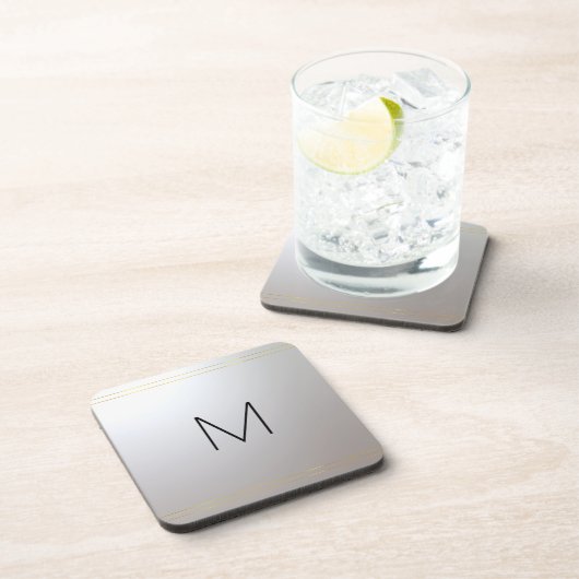 Anpassbare Monogram-Erstvorlage Gold Silver Getränkeuntersetzer (Rechte Seite)