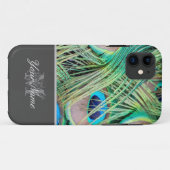 Anpassbare Monogram farbenfrohe Pfauenfedern! Case-Mate iPhone Hülle (Rückseite (Horizontal))