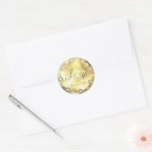 Anpassbare Monogram-HochzeitGold-Blume für Siegel Runder Aufkleber (Umschlag)