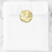 Anpassbare Monogram-HochzeitGold-Blume für Siegel Runder Aufkleber (Tasche)