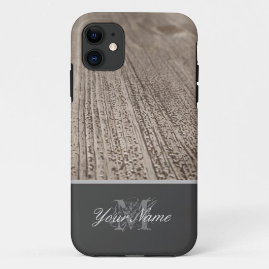 Anpassbare Monogram mit Holzgrunge! Case-Mate iPhone Hülle (Rückseite)