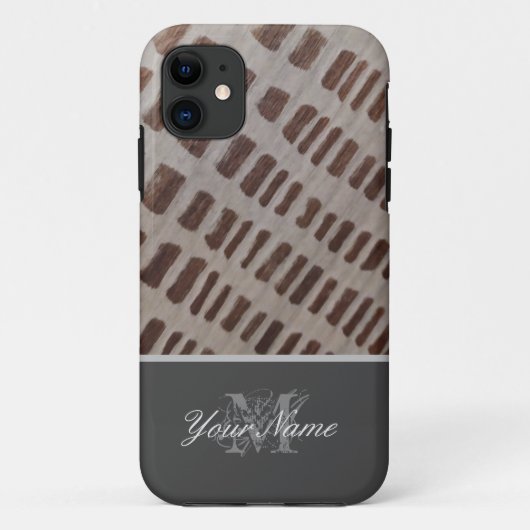Anpassbare Monogram mit Holzgrunge! Case-Mate iPhone Hülle (Rückseite)