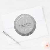 Anpassbare Monogram Silver Wedding Vielen Dank Runder Aufkleber (Umschlag)