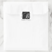 Anpassbare Monogramm B-Hochzeitsticker Schwarz Runder Aufkleber (Tasche)