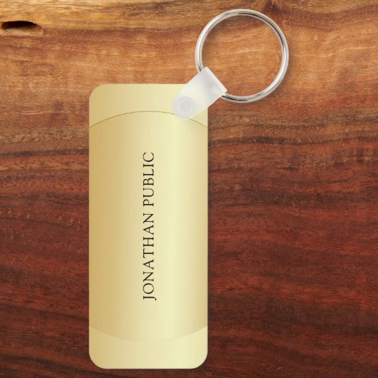 Anpassbare Monogramm Erstname-Imitat Gold Schlüsselanhänger (Rückseite)