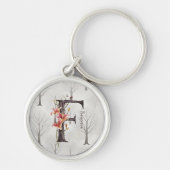 Anpassbare Monogramm 'F': Lilie, Baumrinde und Reb Schlüsselanhänger (Vorne)