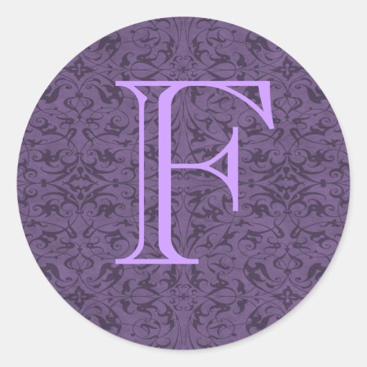 Anpassbare Monogramm F Runder Aufkleber (Vorderseite)