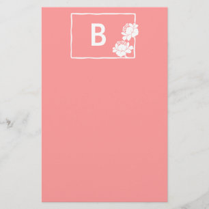 Anpassbare Monogramm für die weiße Blume Briefpapier