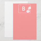 Anpassbare Monogramm für die weiße Blume Briefpapier (Vorne/Hinten)