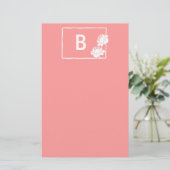 Anpassbare Monogramm für die weiße Blume Briefpapier (Stehend Vorderseite)