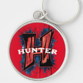 Anpassbare Monogramm "H": Graffiti Spray Paint Schlüsselanhänger (Vorne)